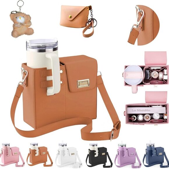 Crossbody Bag with Water Bottle Holder, Adjustable Women Shoulder Strap - Picture 1 of 7